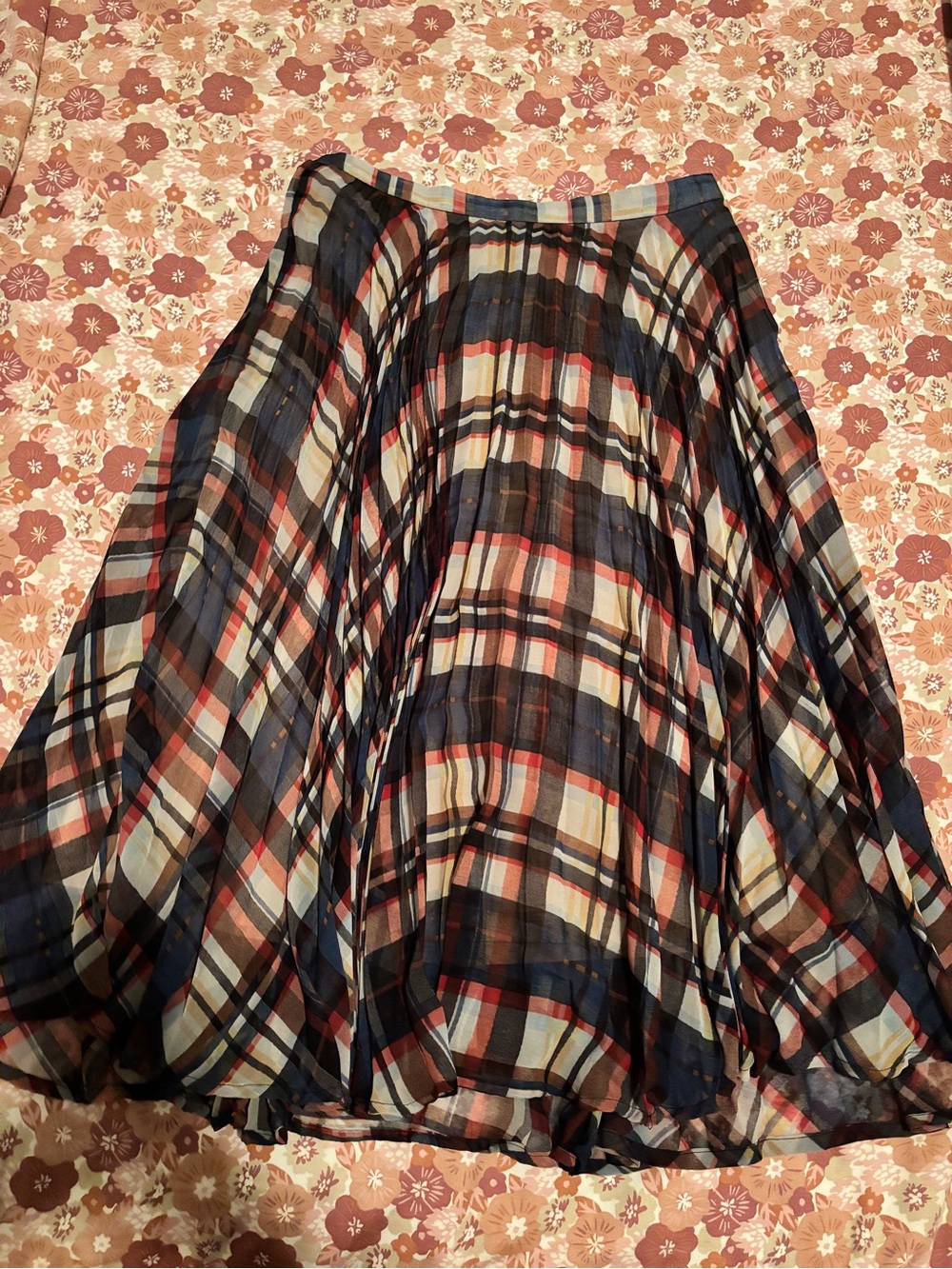 re:named Navy, Red & Cream Plaid Circle Skirt
